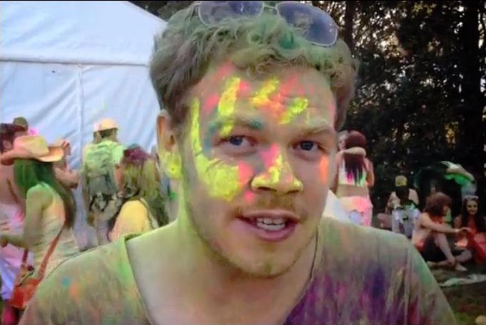 Yellow Hand Print Guy... the voice of reason for all South Africans Holi One Joburg 2013