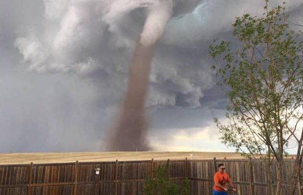 Cutting the lawn in a tornado