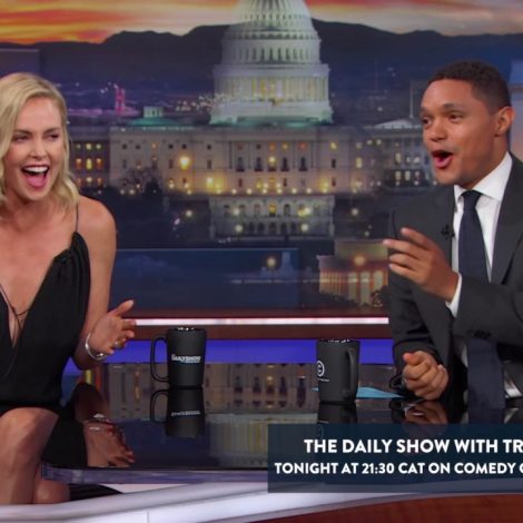 Charlize Theron and Trevor Hoah Daily Show