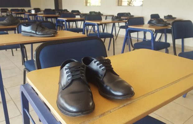 school shoes behind