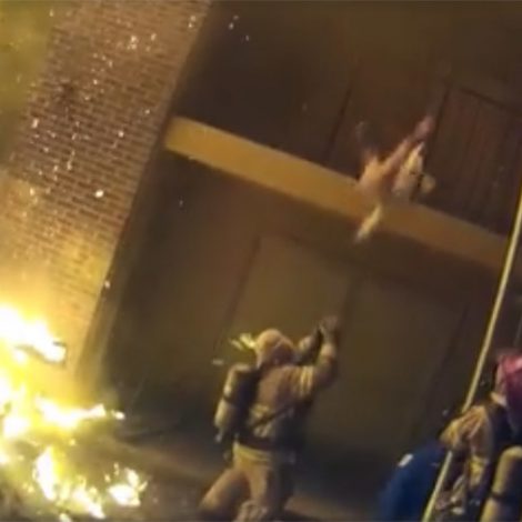 Must Watch: Firefighters catches child thrown from 3rd story balcony