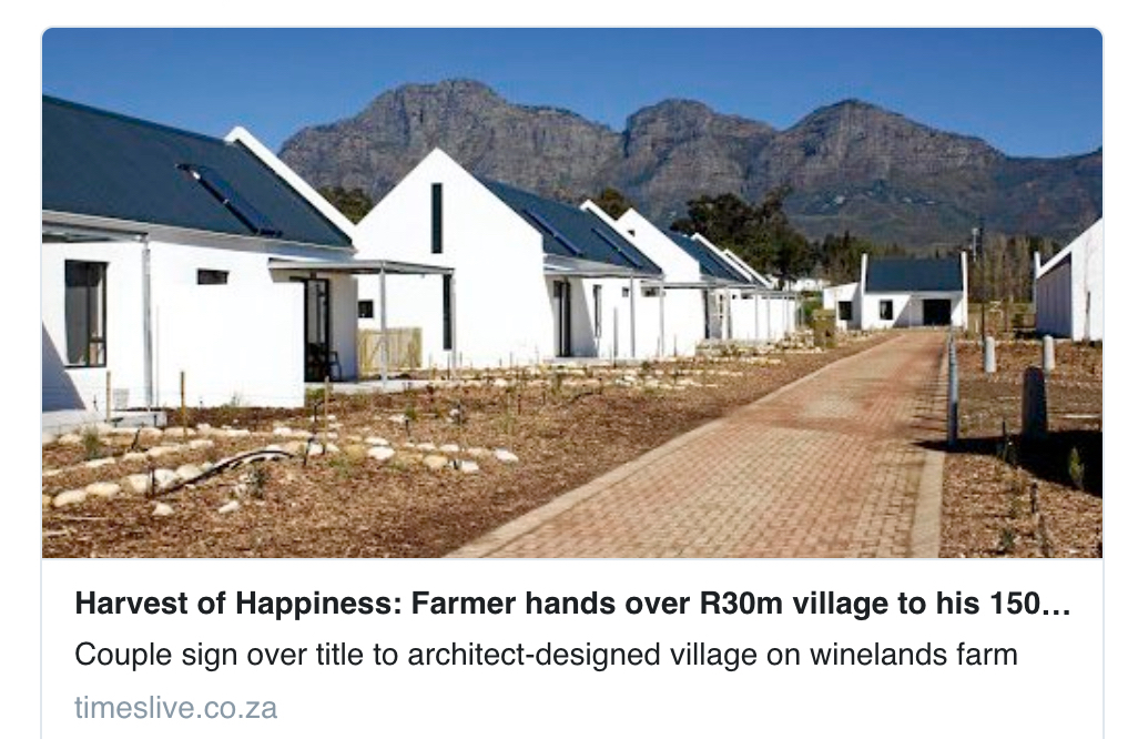 Farmer hands over R30 million village to his 150 workers