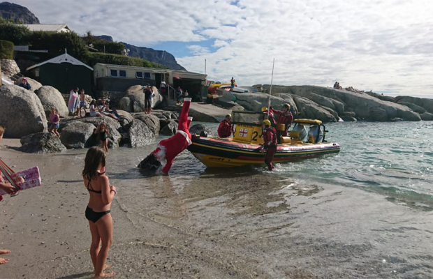 Watch: Santa has arrived in South Africa... but he also fell off the boat that brought him here.