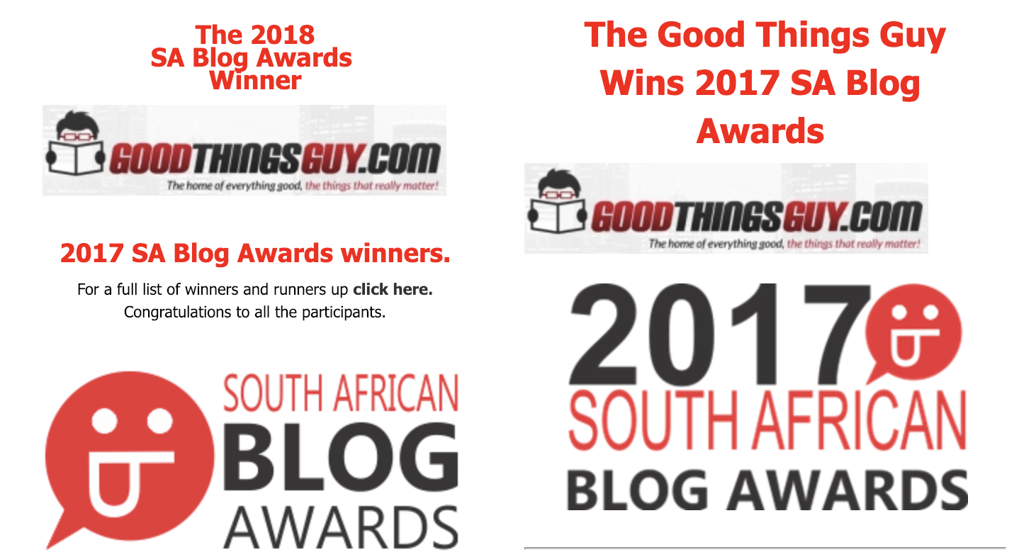 Good Things Guy wins the title of South Africa’s best Blog of the year... again!