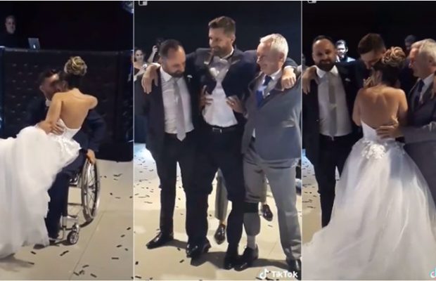 Watch: Wheelchair-bound Groom gets help for first dance with new wife