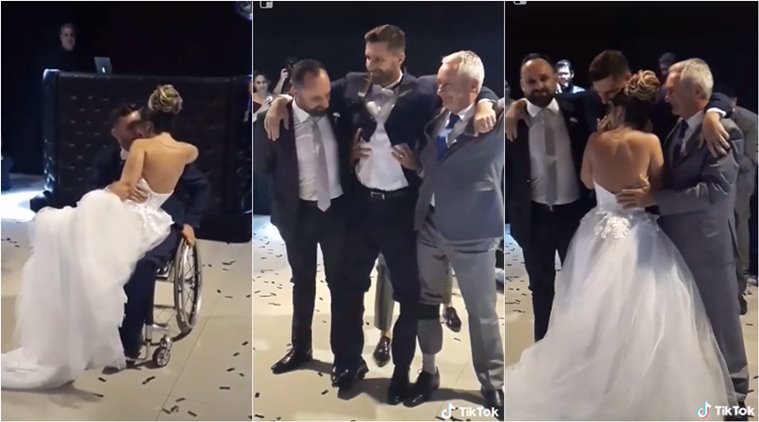 Watch: Wheelchair-bound Groom gets help for first dance with new wife