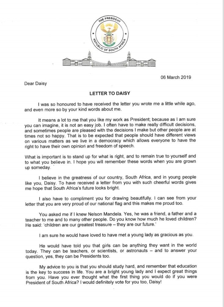 President Ramaphosa responds to 8-year-olds request for a meeting!