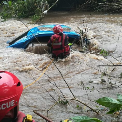 Durban "This is the story of the last 38 hours of our shift where we dug through mud, moved brick and cement, swam through rivers, recovered body by body (including an infant) and saved lives one after the other (15 and a dog)."