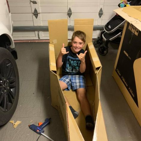 This father and son life-size cardboard race car is the stuff dreams are made of! 1
