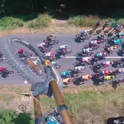 Watch: Mountain Biker jumps over Tour de France cyclists!