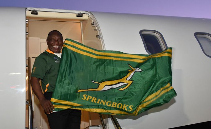 President jets off to Japan to support our Springboks for Rugby World Cup final!