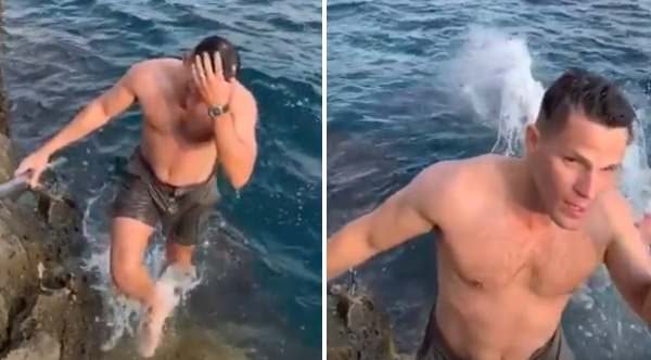 All the smiles! Man gets upstaged by surprise diver - internet can't get enough!