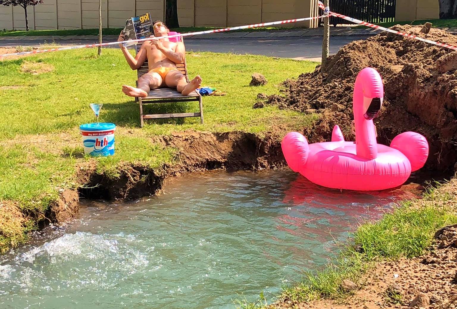 Who Needs A Beach: Fourways Resident Vacations by His Pothole!