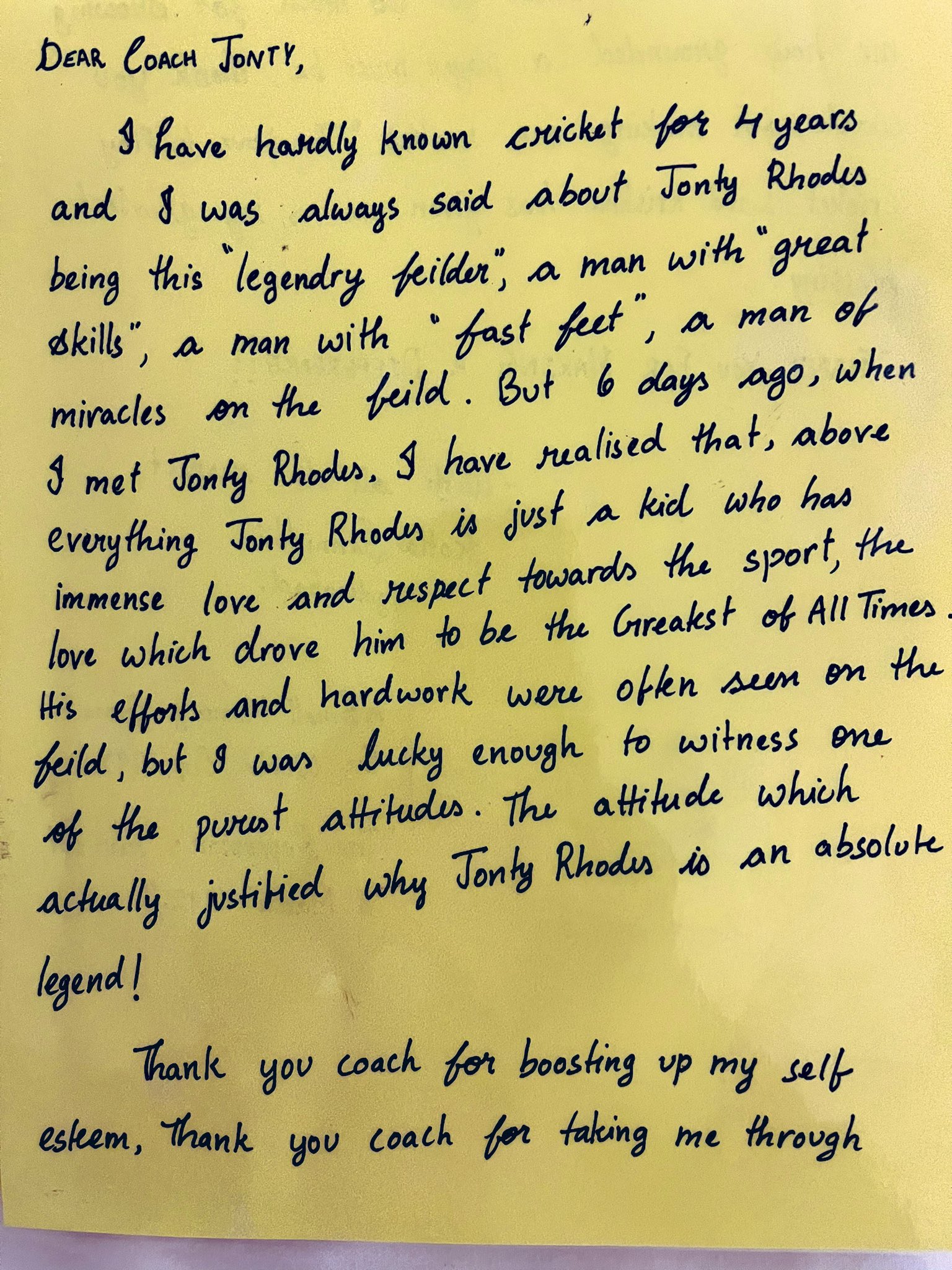 I'm Not Crying You Are - Letter To Jonty Rhodes Goes Viral! 